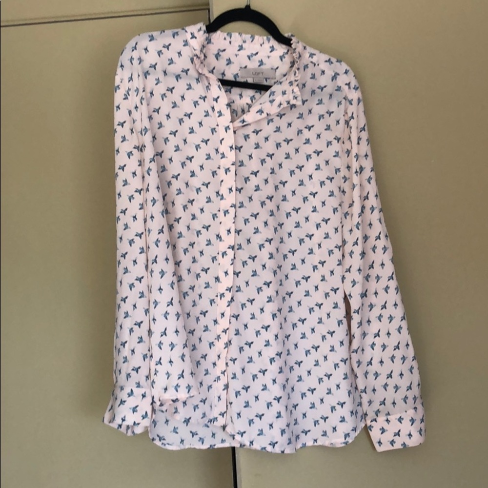 Blouse with Bird Pattern